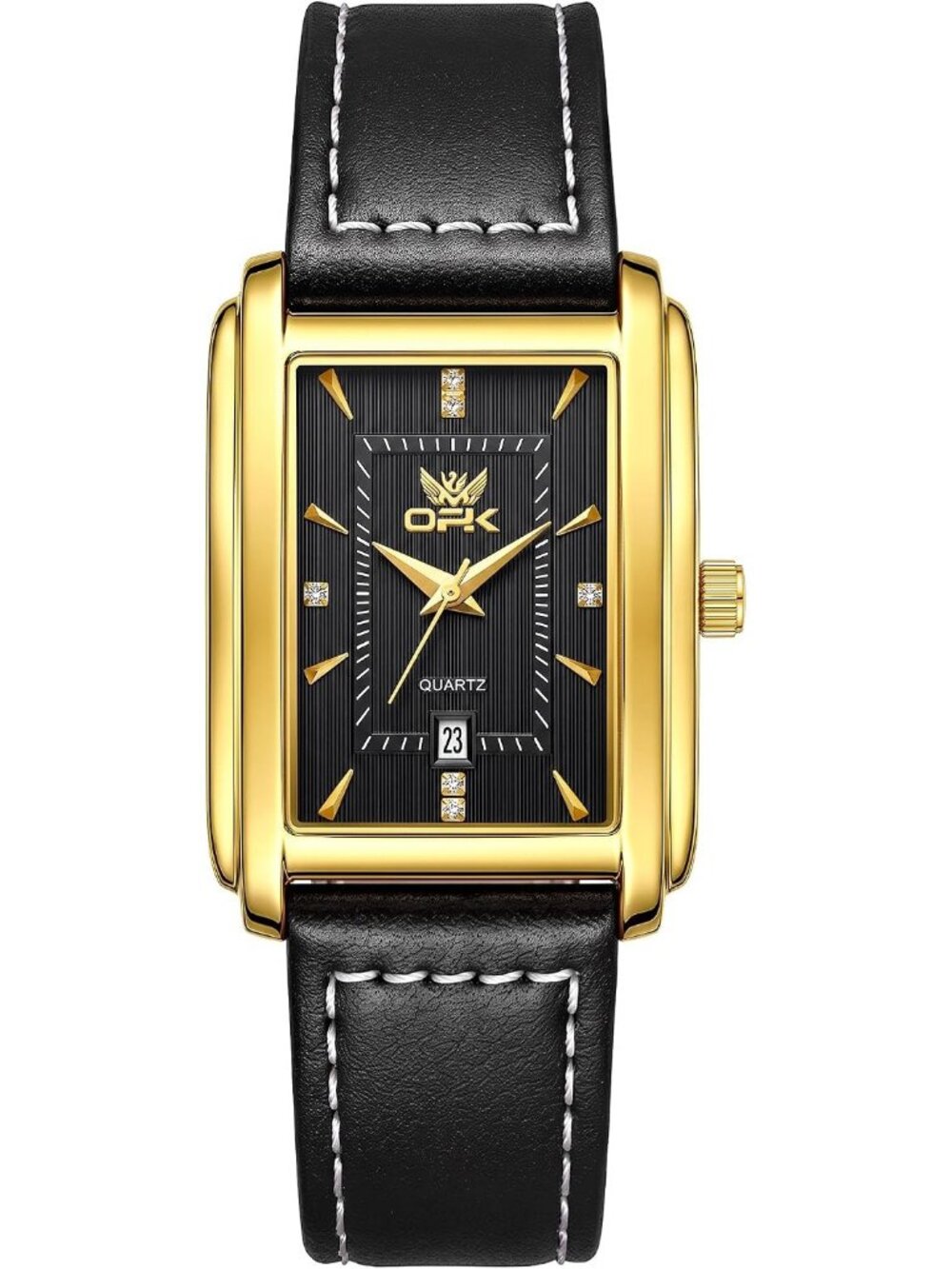 Men's Gold Black  Original Luxury Leather Chronograph Waterproof Wrist Watch